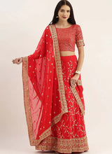 Load image into Gallery viewer, Aesthetic Red Color Georgette Base Sequins Work Lehenga Choli
