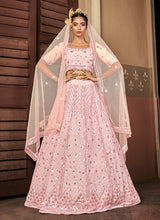 Load image into Gallery viewer, Elegant light pink color georgette base sequin embroidered lehenga choli
