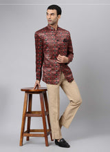 Load image into Gallery viewer, Brown Color Polyester Viscose Base Wedding wear Printed Jodhpuri Suit
