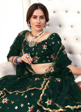 Load image into Gallery viewer, buy Sequins and Resham work Green color Soft Net base Lehenga Choli

