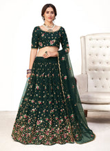 Load image into Gallery viewer, Sequins and Resham work Green color Soft Net base Lehenga Choli
