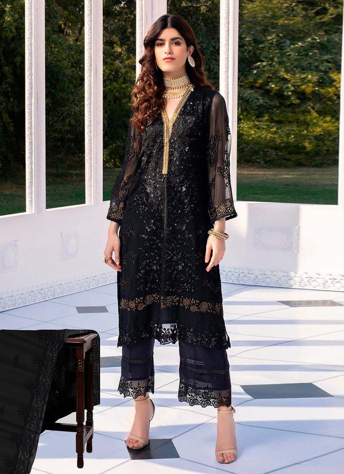 Attractive Soft net fabric Black color Partywear Pakistani salwar suit
