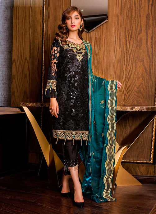 Glamorous Black color Soft net base Pakistani Pant style salwar suit
