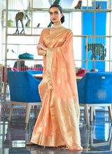 Load image into Gallery viewer, Peach Color Silk Weaving Organza Material Embroidered Saree
