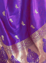 Load image into Gallery viewer, buy Silk Material Silk Weaving Purple Color Embroidered Saree
