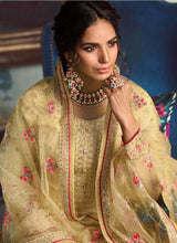 Load image into Gallery viewer, Buy elegant yellow color heavy neck and dupatta work with Lace salwar suit
