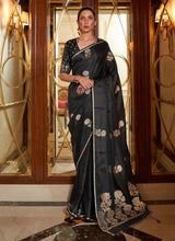 Load image into Gallery viewer, Beauteous Black color Silk base Plain Saree with Silk weave work
