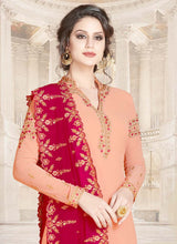 Load image into Gallery viewer, buy Elegant Peach color Georgette base Stone-Zari work Pant style suit
