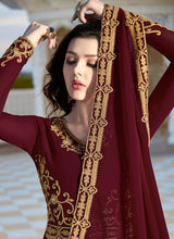 Load image into Gallery viewer, Shop Chilli red colored embroidered designer gown
