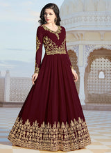 Load image into Gallery viewer, Chilli red colored designer gown
