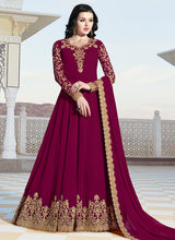 Load image into Gallery viewer, popular pink colored embroidered designer gown
