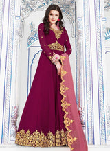 Load image into Gallery viewer, amazing magenta pink partywear heavy gown
