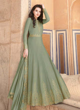 Load image into Gallery viewer, Dark Sea Green color Georgette fabric Dori and Stone work Gown

