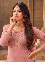 Load image into Gallery viewer, buy Blush Pink Color Georgette Base Zari Work Sharara Salwar Suit
