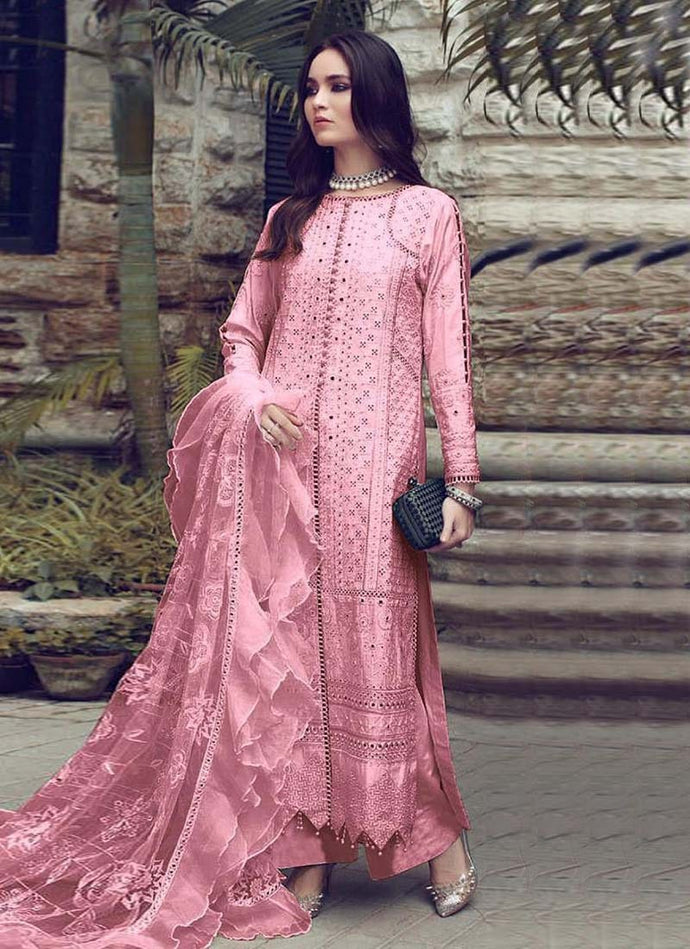 Dashing Cotton base Pink color Salwar kameez with embroidery