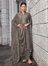 Load image into Gallery viewer, Grey Color Art Silk Fabric Sequins Work Pant Style Salwar Suit
