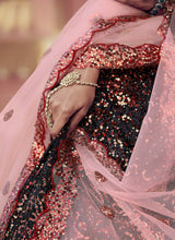 Load image into Gallery viewer, purchase  fabulous black colored lehenga choli with contrast dupatta
