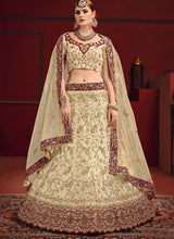 Load image into Gallery viewer, Beautiful cream colored silk base designer Lehenga Choli
