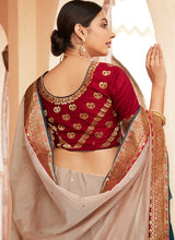 Load image into Gallery viewer, Buy Festive wear light beige colored organza based saree

