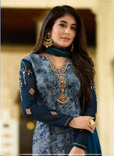 Load image into Gallery viewer, Buy fashionable blue color georgette base printed salwar kameez
