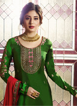 Load image into Gallery viewer, buy impressive forest green color heavy neck work palazzo suit
