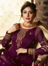 Load image into Gallery viewer, buy mystical cherry color georgette base palazzo suit
