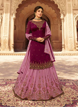 Load image into Gallery viewer, delicate Wine color georgette base long choli lehenga
