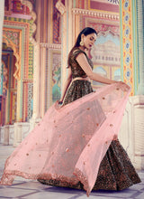 Load image into Gallery viewer, Online fabulous black colored lehenga choli with contrast dupatta
