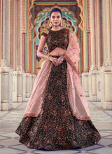 Load image into Gallery viewer, fabulous black colored lehenga choli with contrast dupatta
