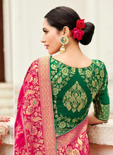 Load image into Gallery viewer, Shop terrific tulip pink colored silk weave wedding wear saree
