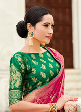 Load image into Gallery viewer, Online terrific tulip pink colored silk weave wedding wear saree
