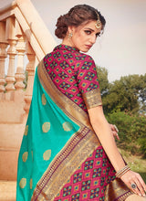 Load image into Gallery viewer, Buy stylish collared base sea green silk weave saree
