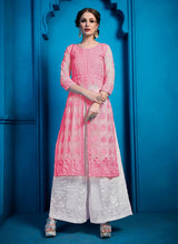 Load image into Gallery viewer, Pink Color Georgette Base Resham Work Palazzo Salwar Suit
