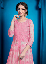 Load image into Gallery viewer, Order Pink Color Georgette Base Resham Work Palazzo Salwar Suit

