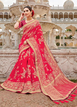 Load image into Gallery viewer, Buy outstanding orange colored silk weave wedding wear saree
