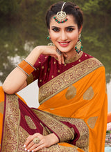 Load image into Gallery viewer, Buy popular tangy orange colored silk weave saree
