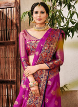 Load image into Gallery viewer, Buy passionate purple colored wedding wear silk weave saree

