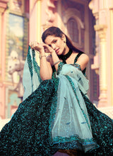 Load image into Gallery viewer, Dashing black color with turquoise blue dupatta
