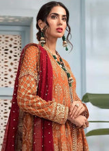 Load image into Gallery viewer, buy Gorgeous Georgette base Orange color Sequins-Zari work Pakistani suit
