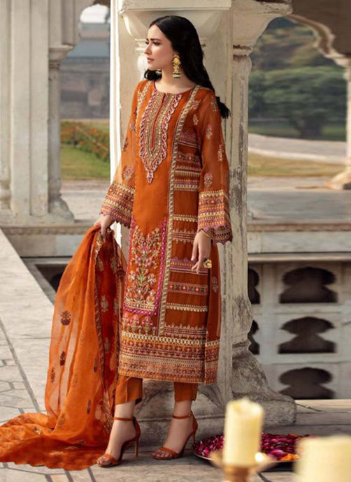 Designer tan brown colored heavy Zari worked stylish straight suit