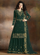 Load image into Gallery viewer, forest green admiring partywear georgette designer sharara suit
