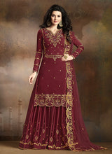 Load image into Gallery viewer, pastel red admiring partywear georgette designer sharara suit
