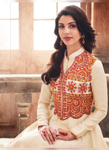 Load image into Gallery viewer, Buy marvelous silk base anarkali suit with jacket and dupatta set
