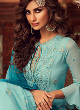 Load image into Gallery viewer, Buy attractive sky blue traditional partywear palazzo suit
