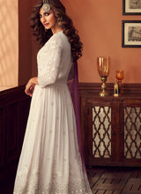 Load image into Gallery viewer, Buy purple and white dupatta traditional partywear palazzo suit
