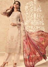 Load image into Gallery viewer, Cream printed dupatta traditional partywear salwar kameez
