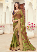 Load image into Gallery viewer, Glamorous Olive Green Color Silk Base Silk Weave Work Saree
