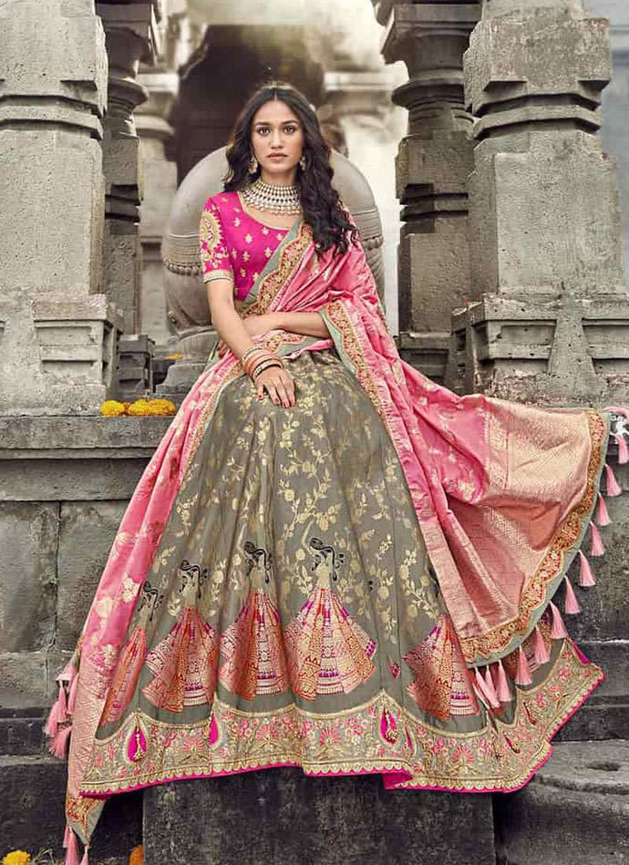 majestic traditional wear silk weave designer lehenga choli
