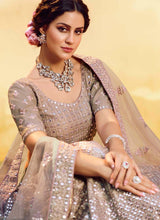 Load image into Gallery viewer, Buy Fabulous grey colored Soft Net base embroidered Lehenga Choli
