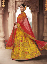 Load image into Gallery viewer, yellow royal weddingwear bridesmaid heavy work silk base lehenga choli
